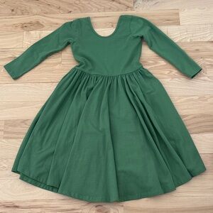 Green Long Sleeve Kids Casual Dress